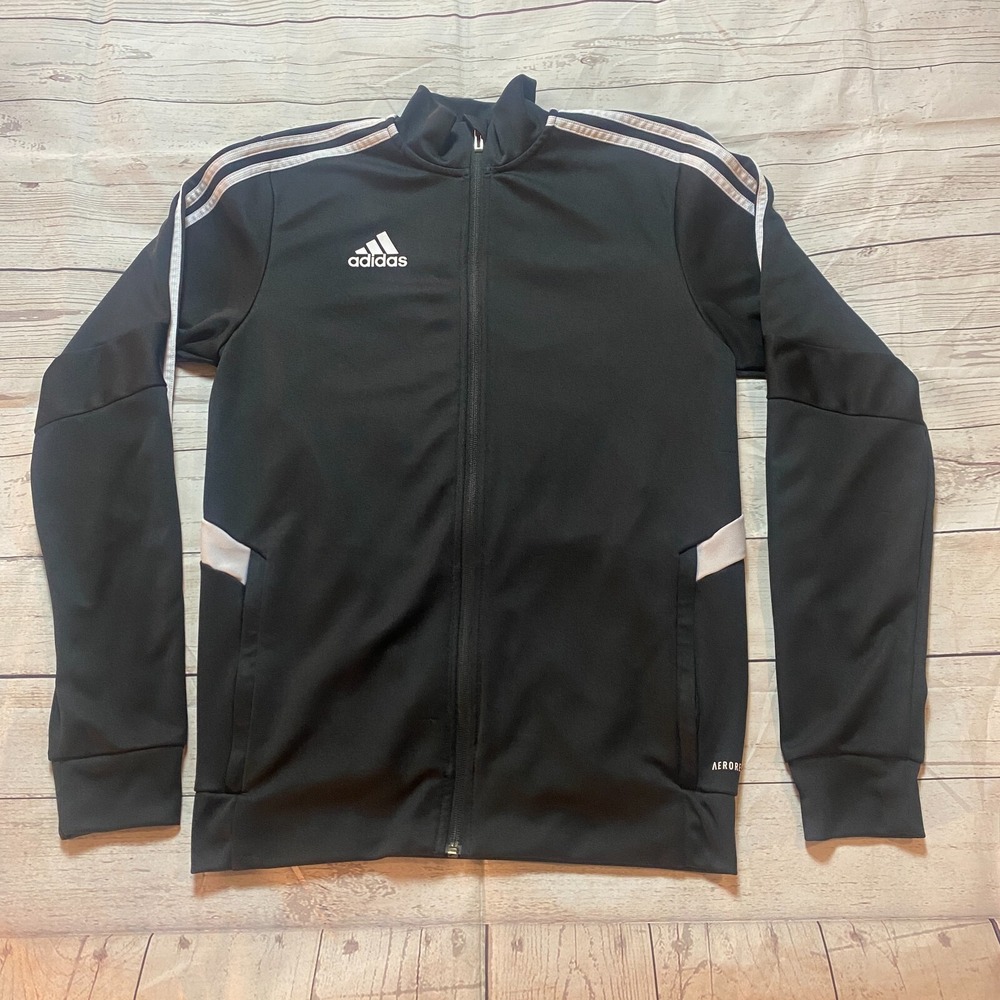 Adidas Aeroready Track Jacket Athletic Black w/ White Stripes Men's Size Small